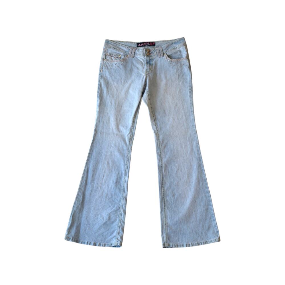 Angels Y2K Light Wash Bootcut Jeans Butterfly Pockets Size 11 Juniors